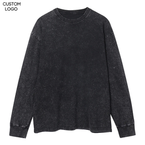 Nouveauté en gros : T-shirts pour hommes 100 % coton de haute qualité, manches longues, coupe classique, design personnalisé, délavage acide - Product Image 1