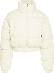Chaqueta acolchada recortada para mujer, abrigos, abrigos de invierno con logotipo personalizado, cuello levantado, impermeable - Product Image 2