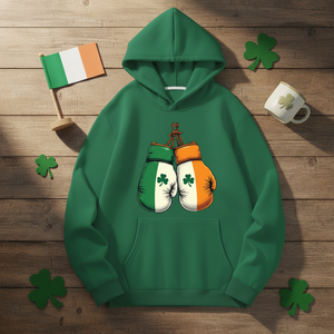 Sudadera con Capucha Casual para Mujer, con Estampado de la Bandera Irlandesa, 100% Poliéster, Sudadera Gruesa de Forro Polar y Cuello Redondo - Product Image 3