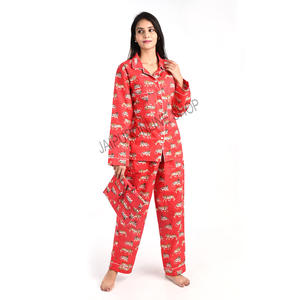 Conjunto de pijama de algodón con estampado Floral, conjunto de pijama con pantalones de manga larga, venta al por mayor - Product Image 3