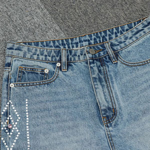 2025 Viral Custom <b>Shorts</b> with Washed Raw Edges Denim <b>Baggy</b> <b>Shorts</b> adorned with Gem and Rhinestones Streetwear Essential by Viral - Product Image 3