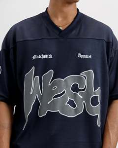 Custom West Drift <b>Mesh</b> Jersey Boxy T-shirt Oversized Sublimation <b>Print</b> Y2K Soccer Streetwear Retro <b>Mesh</b> Unisex Graphic V Neck - Product Image 5