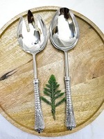 Ensemble de cuillères à salade en acier inoxydable design avec poignée décorative, ustensiles de cuisine et de salle à manger, compatibles lave-vaisselle, écologiques pour la maison