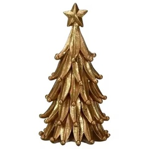 Sculpture d'arbre de Noël en métal doré de luxe pour la décoration moderne de la maison, élégant accent de table festif, parfait pour l'affichage des fêtes - Product Image 1