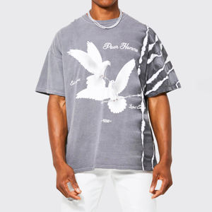 2025 Camisetas De Jersey con logotipo personalizado para hombre, ropa de calle de gran tamaño hecha por profesionales, serigrafía de patrón sólido más vendida - Product Image 1