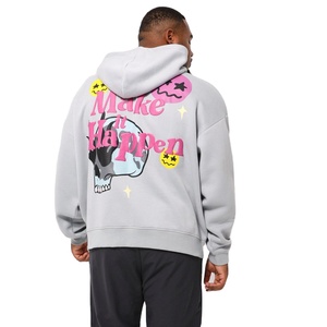 เสื้อฮู้ดพิมพ์ลายพัฟฟ์สั่งทำขายส่ง ผ้าฝ้ายฟลีซทรงโอเวอร์ไซส์ สไตล์หลวมๆ สำหรับผู้ชาย เสื้อฮู้ดพิมพ์ลายพัฟฟ์ลำลอง - Product Image 5