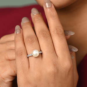 Anillos de Plata de Ley 925 de Primera Calidad para Mujer, Chapados en Rodio con Circonita y Perla para Bodas - Product Image 4
