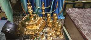 Stylish Brass Menorah Candle Holder Jewish Hanukkah <b>Lamp</b> Decorative Candle Stand Elegant Home Accent - Product Image 2