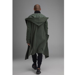 Vente en gros de sweats à capuche pour hommes, longs et allongés, 100% coton, avec fentes latérales et fermeture éclair, logo personnalisé OEM - Product Image 4