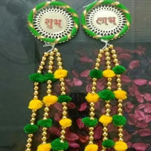 Porte Subh Labh Suspendue Bandarwar Avec Tentures Diwali Pooja Toran Indian Wedding House Decor Entryway Front Door Hangings - Product Image 3