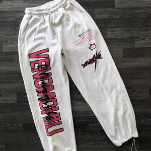 Logotipo personalizado 100% pantalones de chándal de algodón Jogger pantalones de chándal nuevo estilo holgado recto para hombres pantalones de chándal de pierna regular de lana - Product Image 1