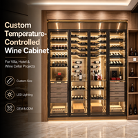 Armoire à vin en acier inoxydable sur mesure, armoire à vin dorée, refroidisseur à vin, stockage commercial de vin pour hôtel, restaurant, bar, villa