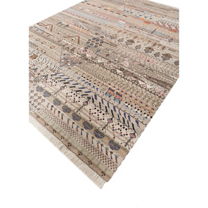 พรมขนสัตว์และไหมไผ่ถักมือลายแปลกใหม่สีเบจและสีน้ำตาล Freedom Manchaha สำหรับตกแต่งห้องนั่งเล่นวัยรุ่นและทางเดิน-Les-8333 - Product Image 2