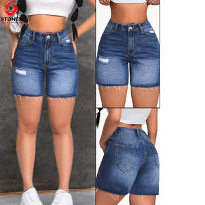 Factory Made Summer Shorts Active Wear Cotton <b>Jogging</b> Distressed <b>Denim</b> Shorts for Women <b>Denim</b> Distressed Shorts - Product Image 3