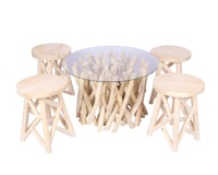 Table de luxe en bois flotté avec design Art Déco