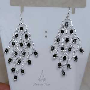 <b>Black</b> Onyx <b>Dangle</b> <b>Earrings</b>: 925 Sterling Silver Handmade Jewelry - Product Image 4