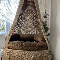 Balançoire suspendue en macramé de couleur marron clair au design Boho pour l'intérieur et l'extérieur grande chaise de patio suspendue tissée à la main pour le jardin