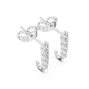 Boucles d'oreilles fantaisie en diamant coupe ronde Design élégant étincelant cultivé en laboratoire pour les femmes Parfait pour les mariages, les fêtes, les bijoux de cadeau de luxe - Product Image 4