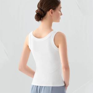 Tops cortos de algodón ajustados para mujer, camisetas sin mangas básicas con almohadilla para sujetador, ropa interior Halter informal sin mangas con cuello de punto elástico, verano 2025 - Product Image 2