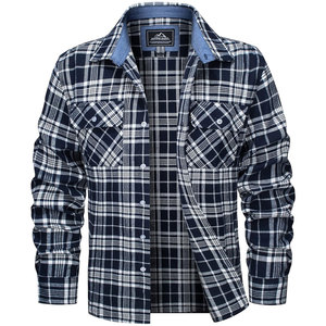 เสื้อเชิ้ตผ้าสักหลาดผ้าฝ้าย100% แขนยาวเสื้อแจ็กเก็ตลายสก็อต2กระเป๋า250 GSM bespoke ฉลากส่วนตัว - Product Image 6