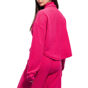 Sweat à capuche court personnalisé demi-fermeture éclair pour femmes, pull à épaules tombantes en polaire pour tenue d'automne élégante sweat-shirt Streetwear - Product Image 2