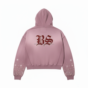 Sweat à capuche d'hiver épais à fermeture éclair polaire lourde 480 GSM coton doux mélange de polyester couleur rose broderie personnalisée logo basics sweats à capuche - Product Image 2