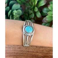 Pulsera de Moda Robert Shakey Kingman Web en Turquesa y Plata de Ley