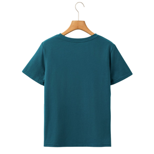 Camiseta minimalista para damas de algodón, fabricante OEM, elegante tela suave Premium, atemporal, uso diario - Product Image 1