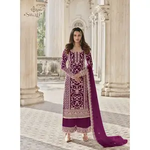 Bruiloft En Feestkleding Zwaar Vlindernet Salwar/Shalwar Kameez Met Borduurwerk En Codeerwerk Dames Dragen Wholesale Rate India