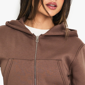 <b>Women</b> <b>Cropped</b> Length <b>Hoodie</b> With Comfortable Hood <b>For</b> Extra Warmth And Style <b>For</b> Winter With Full Sleeves Wholesale Rate Design - Product Image 2