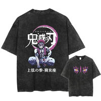 Camiseta de Algodón con Estampado de Anime y Lavado Ácido para Hombre, Camisetas Holgadas con Estampado, Camisetas de Gran Tamaño Ligeras de Moda Urbana