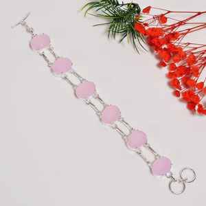 Pink Chalcedony Bracelet Gemstone 925 <b>Sterling</b> <b>Silver</b> Handmade Bracelet Gift For Her Womens Jewelry - Product Image 3