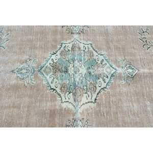 Alfombra Vintage Ecológica de Patchwork de 5.9x6.2 pies, Azul, Lana Marroquí Turca con Base de Látex - Product Image 5