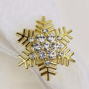 Servilleteros de copo de nieve para decoración, anillo de servilleta pulido dorado de estilo moderno, anillos de tejido ecológicos, aspecto de forma Simple - Product Image 1