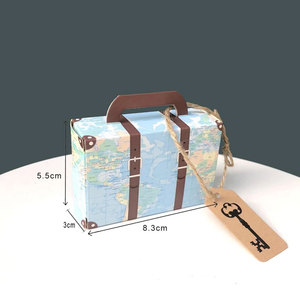 Bagages Bonbons Boîtes Carte Du Monde Voyage Rétro Kraft Papier Avion Clé Carte Bonbons Boîte Anniversaire Noël Faveur Présent Boîtes - Product Image 2