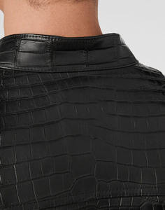 Chaquetas de piel de cocodrilo para hombre, nueva chaqueta de cuero estilo motorista, totalmente personalizada con cierre frontal de piel de oveja Original pura 100% - Product Image 2