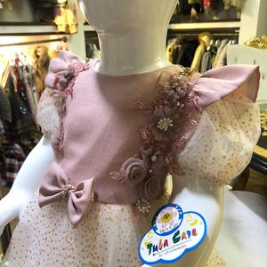 Robe de soirée décente pour enfants avec différentes tailles, robes fantaisie brodées de poulet blanc - Product Image 4