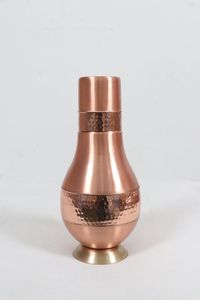Metal <b>Wave</b> Modern Design Hammered Copper Bottle Matt Finished Barware Kitchen Sustainable Direct Drinking Water Tumblr Style Lid - Product Image 4