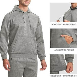 Survêtement athlétique à capuche pour homme 2 pièces ensemble décontracté jogging survêtements fermeture éclair complète à manches longues - Product Image 6