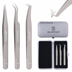 ต่อขนตาแหนบ 3 ชิ้นแม่เหล็กในกระจกสีสําเร็จรูปฉลากส่วนตัวสแตนเลสขนตาแหนบชุด - Product Image 1