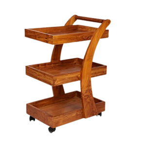 Wholesale Handmade <b>Wood</b> Two-tier bar <b>Cart</b> Trolley Restaurant Furniture Hotel Furniture From Vietnam - Product Image 2