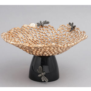 Bol de forme ronde de luxe de branche de conception de fleur élégante de couleur d'or accessoires de maison décoratifs bol de service de table - Product Image 5