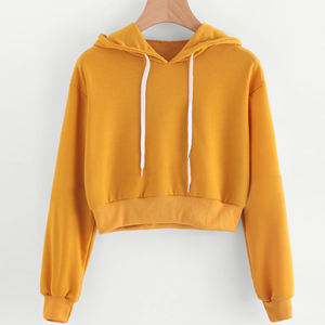 Sweat-shirt à capuche court pour femme 100% coton Séchage rapide et respirant Design personnalisable Décontracté Hiver/Automne Manches longues - Product Image 5