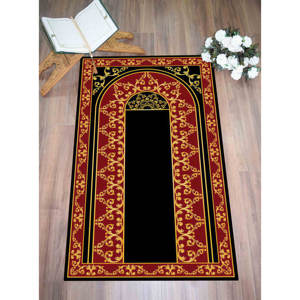 Alfombra de Oración Roja: Elegante Alfombra Musulmana para el Adoración, Decoración para Mezquita, con Pelo Suave - Product Image 2