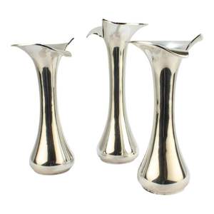Modern sleek polished metal flower vase designed for office <b>tables</b> living rooms kitchens with fresh floral displays - Product Image 3