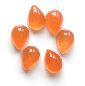 Venta al por mayor de gemas sueltas de cuarzo melocotón natural KHATUSHYAM GEMS, cabujón de pera de 4x6mm-20x30mm con parte trasera plana, efecto de juego de color/abrillantamiento para joyería - Product Image 1