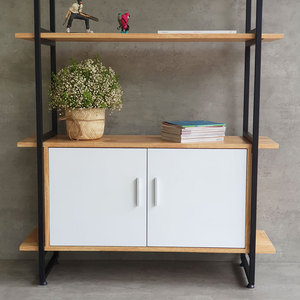 ชั้นวางของตกแต่งพร้อมตู้ไม้ยางพาราแท้และโครงเหล็ก ขนาด 100x30x140 ซม. รุ่น KS68173 - Product Image 6