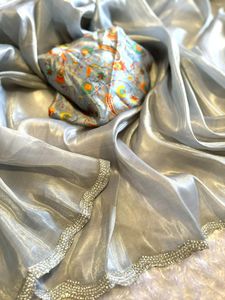 Nouvelle Collection Multicolore Riche et Chic Blouse Saree Diamant et Moti Travail avec Chinon Tissu Indien & Pakistanais Vêtements - Product Image 4