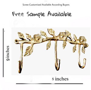 Laiton Fleur Feuille Mur Manteau Crochets en fonte Crochets Porte-clés Cintre [CIH 101] - Product Image 2