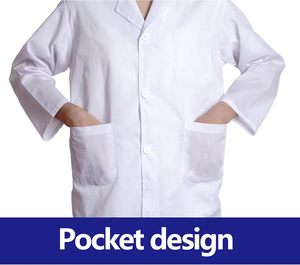 Vaslcare Blouse de laboratoire professionnelle en poly coton pleine longueur pour hommes et femmes docteur blanc avec fermeture à pression en toile - Product Image 4